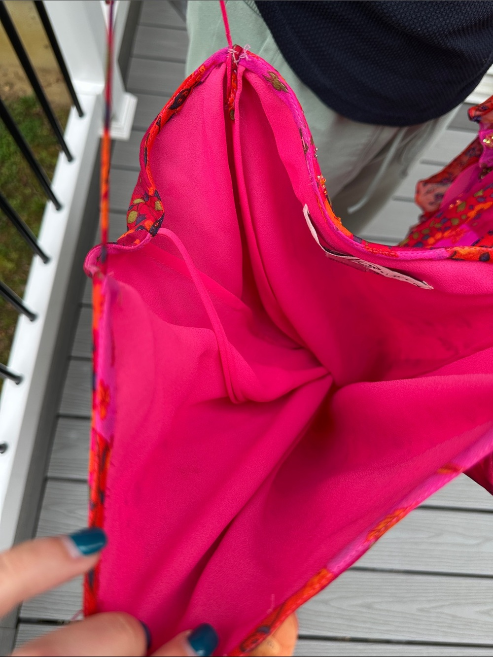 Lillie Rubin Hot Pink & Red Sequin Maxi Slip Dress vintage - Picture 12 of 12